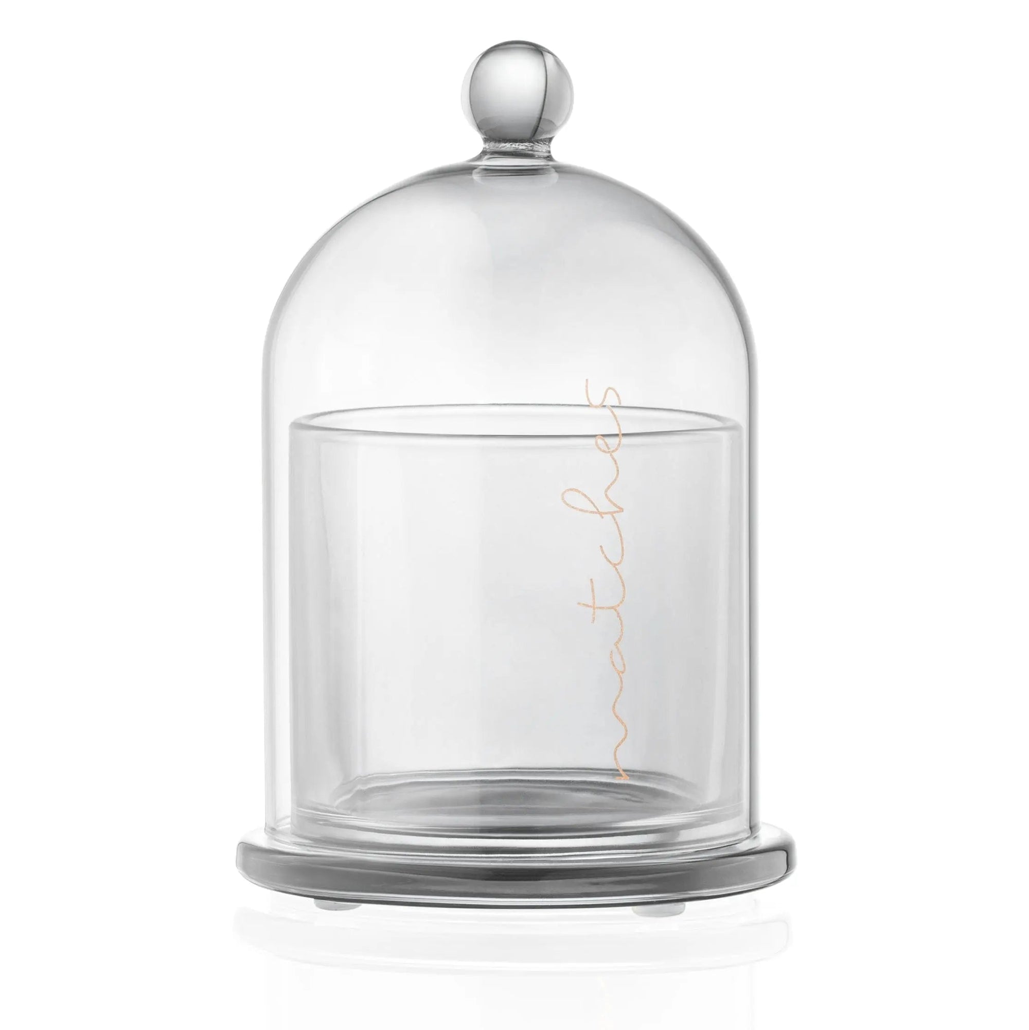 Glass Cloche Match Holder — styled in-room | Judaica Square Lakewood