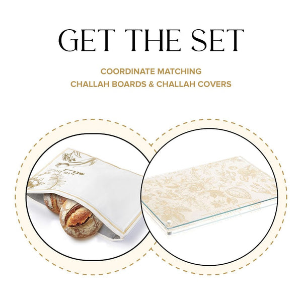 Gold French Toile Challah Pouch Set — hero shot | Judaica Square Lakewood
