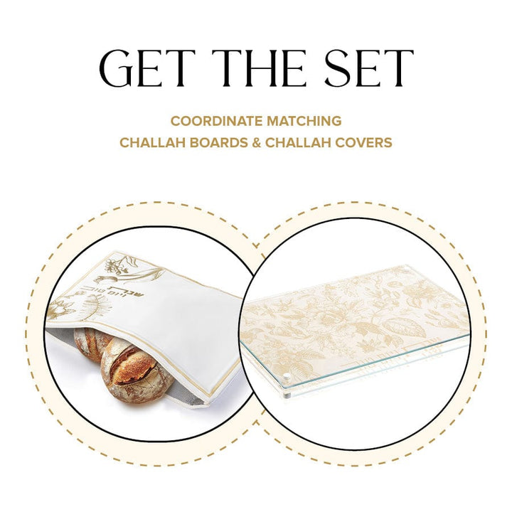 Gold French Toile Challah Pouch Set — Judaica