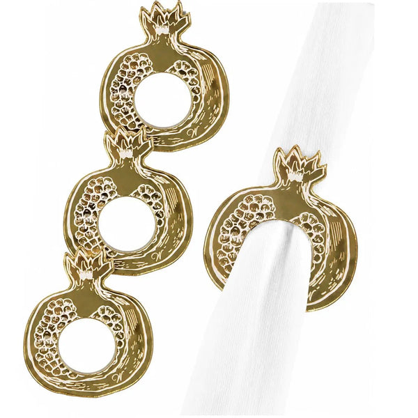 Gold Pomegranate Napkin Rings — Napkin Rings | Judaica Square Lakewood
