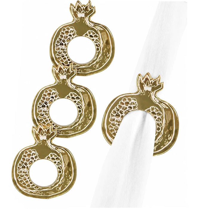 Gold Pomegranate Napkin Rings — Napkin Rings | Judaica Square Lakewood