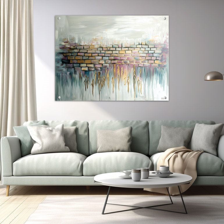 Harmony at the Wall: Serene Abstract Canvas Art, Calming Blue Tones, Large