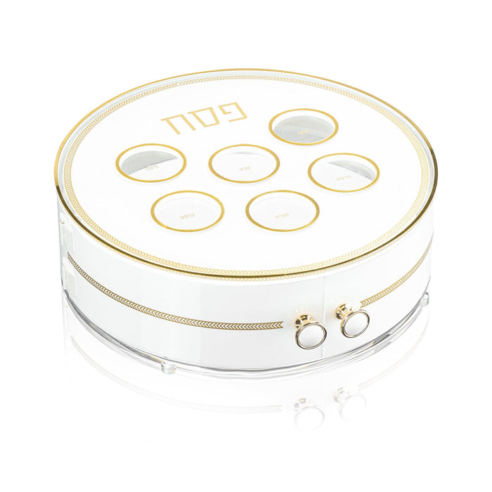 Herringbone 3 Level Seder Plate — acrylic | Judaica Square Lakewood
