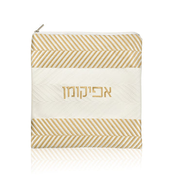 Herringbone Afikoman Bag — Leather Pesach Matzah Box (Waterdale Collection)