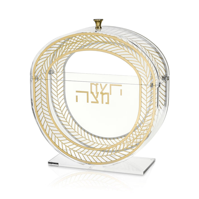 Herringbone Standing Matzah Box — lucite | Judaica Square Lakewood