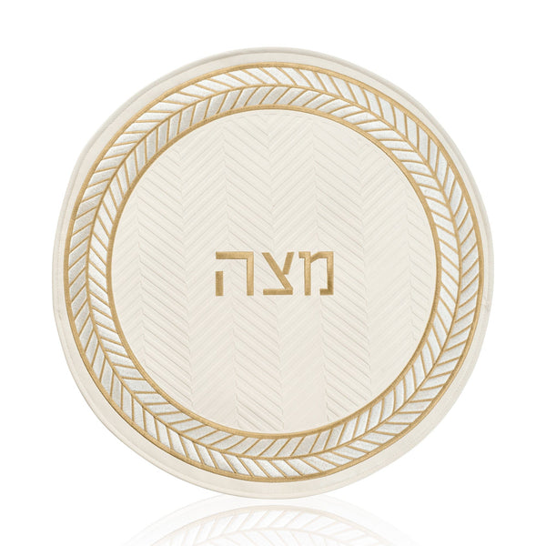 Herringbone Matzah Cover — leather Linens | Judaica Square Lakewood