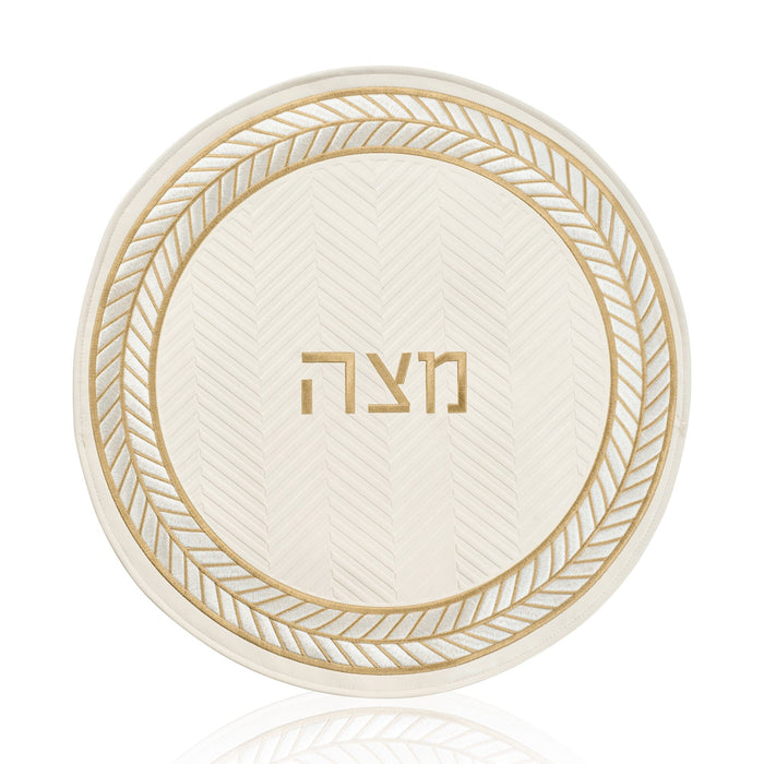 Herringbone Matzah Cover — leather Linens | Judaica Square Lakewood