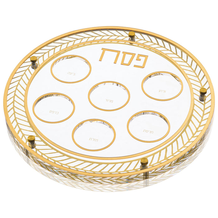 Herringbone Seder Plate — acrylic | Judaica Square Lakewood