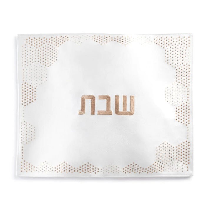 Hexagon Dot Border Challah Cover — leather | Judaica Square Lakewood