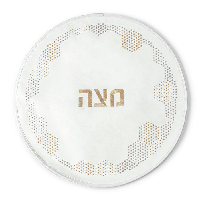 Hexagon Dot Border Matzah Cover — Leather Pesach Pesach Set (Waterdale Collection)