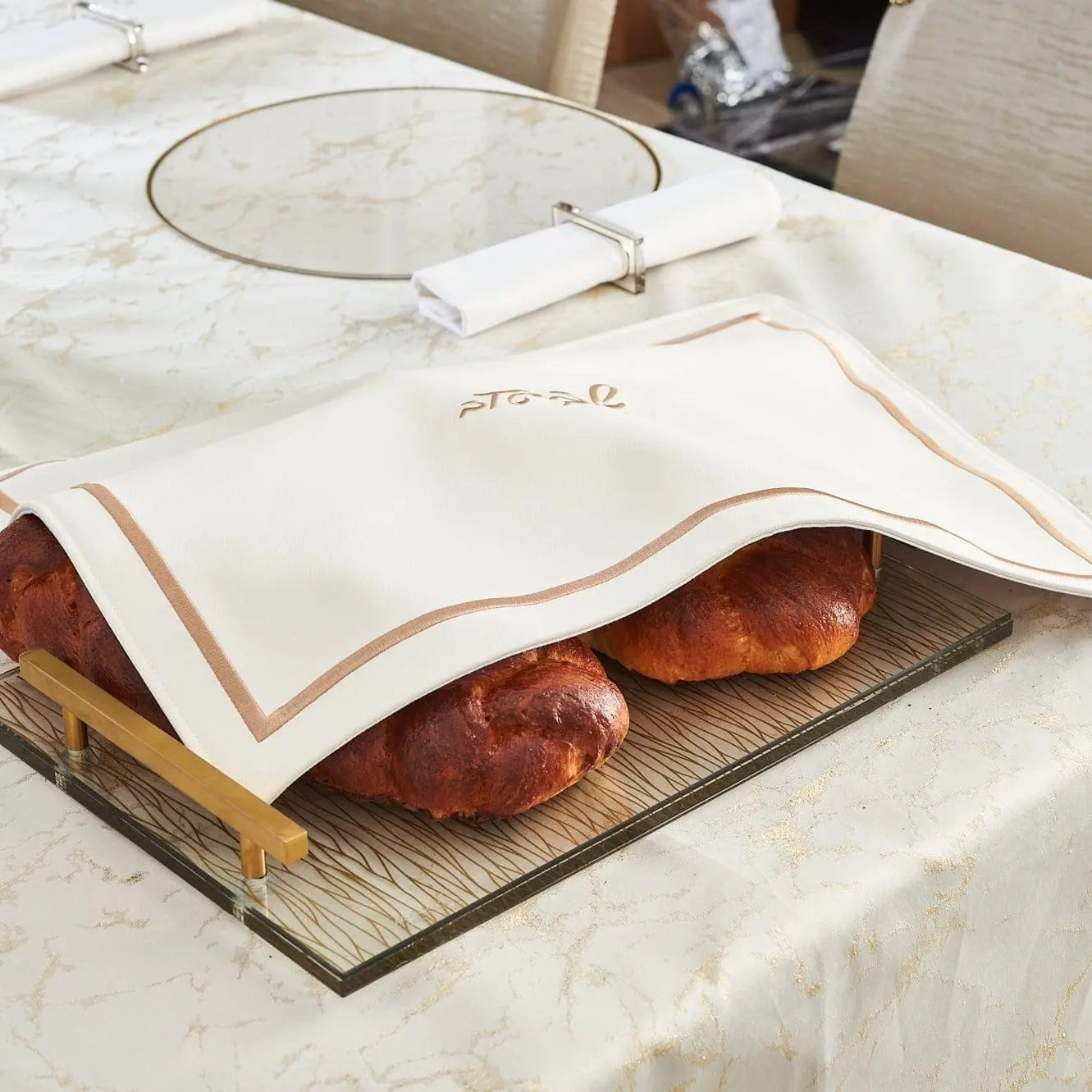 Hotel Style Challah Cover — detail view | Judaica Square Lakewood