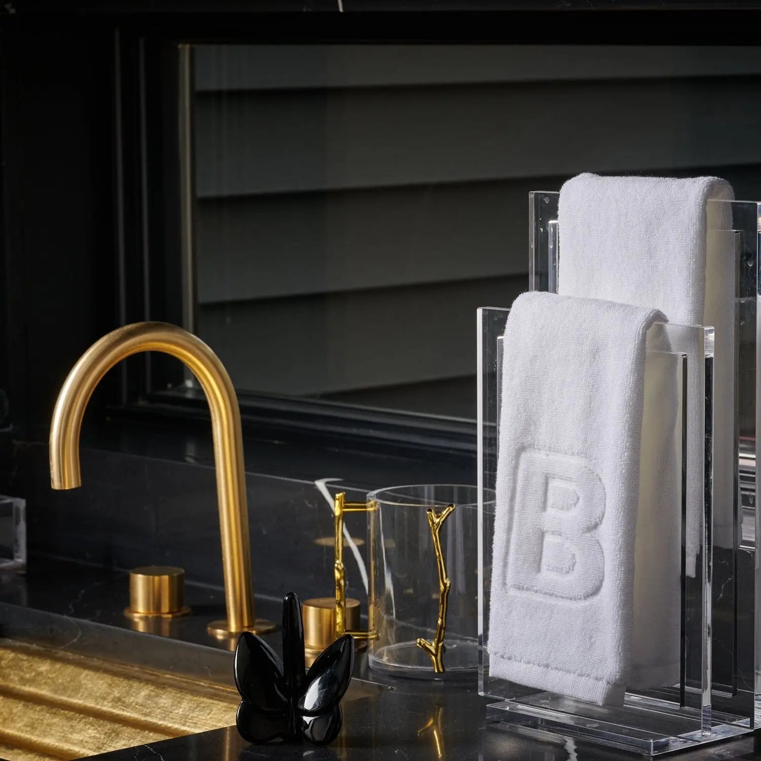 Initial Embossed Finger Towel | Judaica Square Lakewood