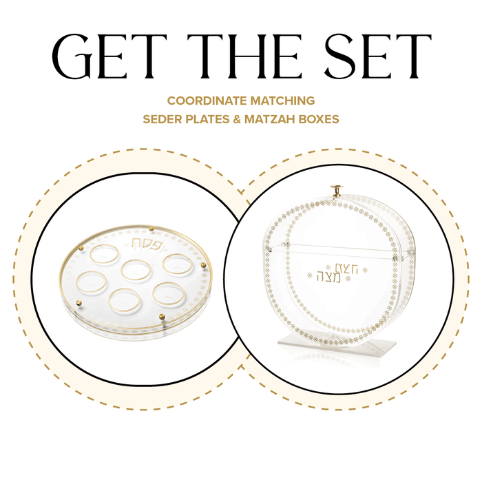 Inspired Seder Plate & Standing Matzah Box Set — leather | Judaica Square Lakewood