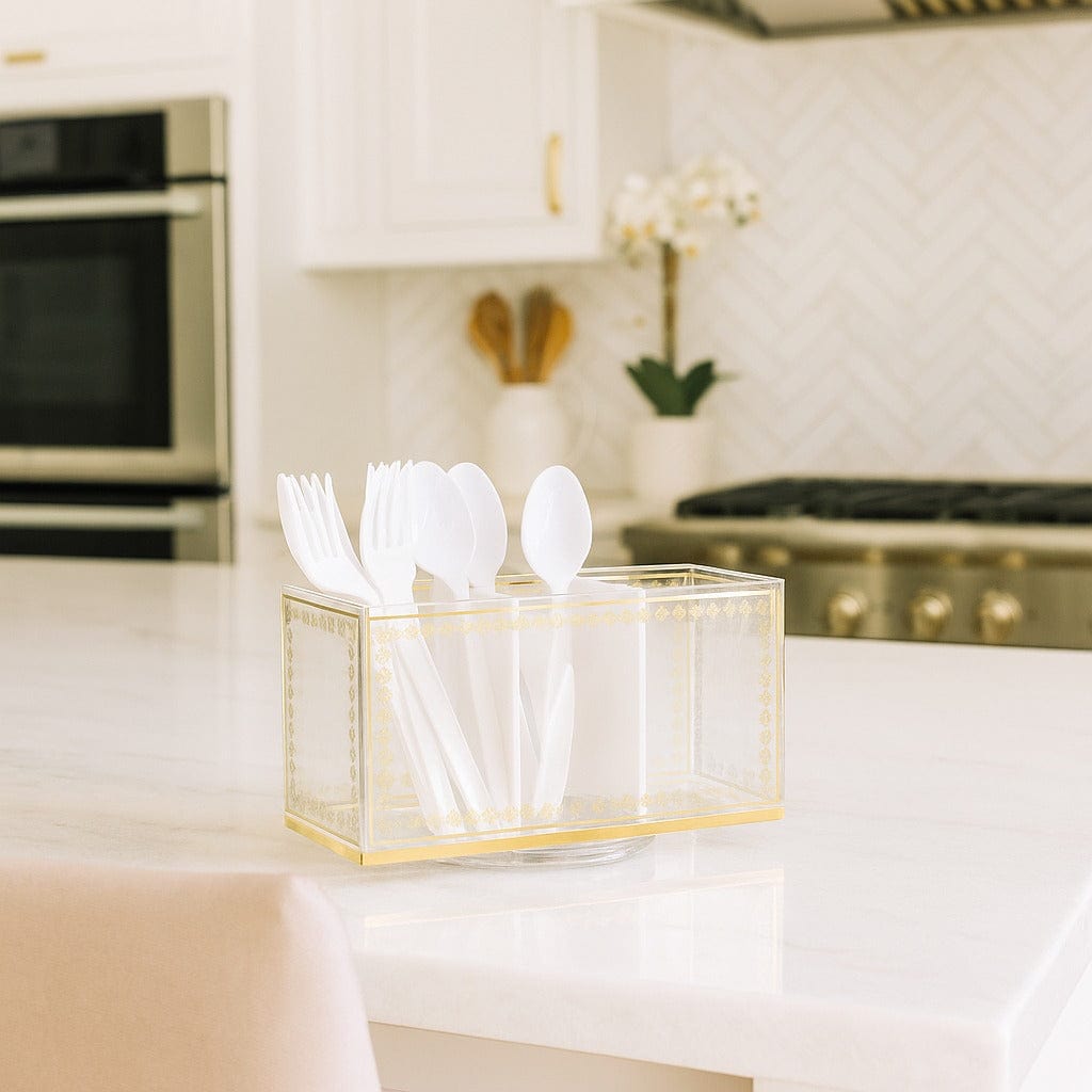 Inspired Swivel Silverware Caddy — reverse view | Judaica Square Lakewood