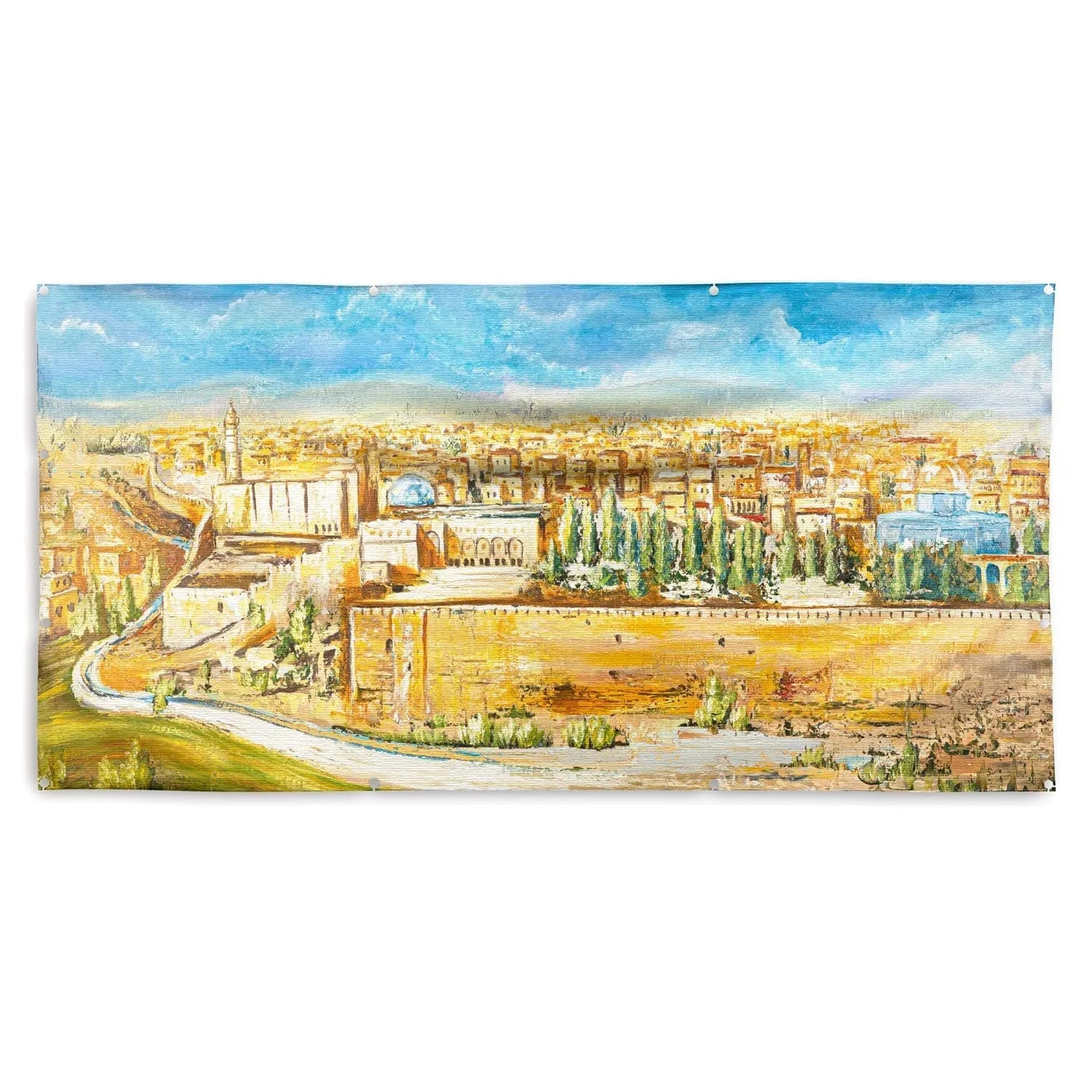 Jerusalem in Color Vinyl Sukkah Decoration — Sukkah Decor | Judaica Square Lakewood