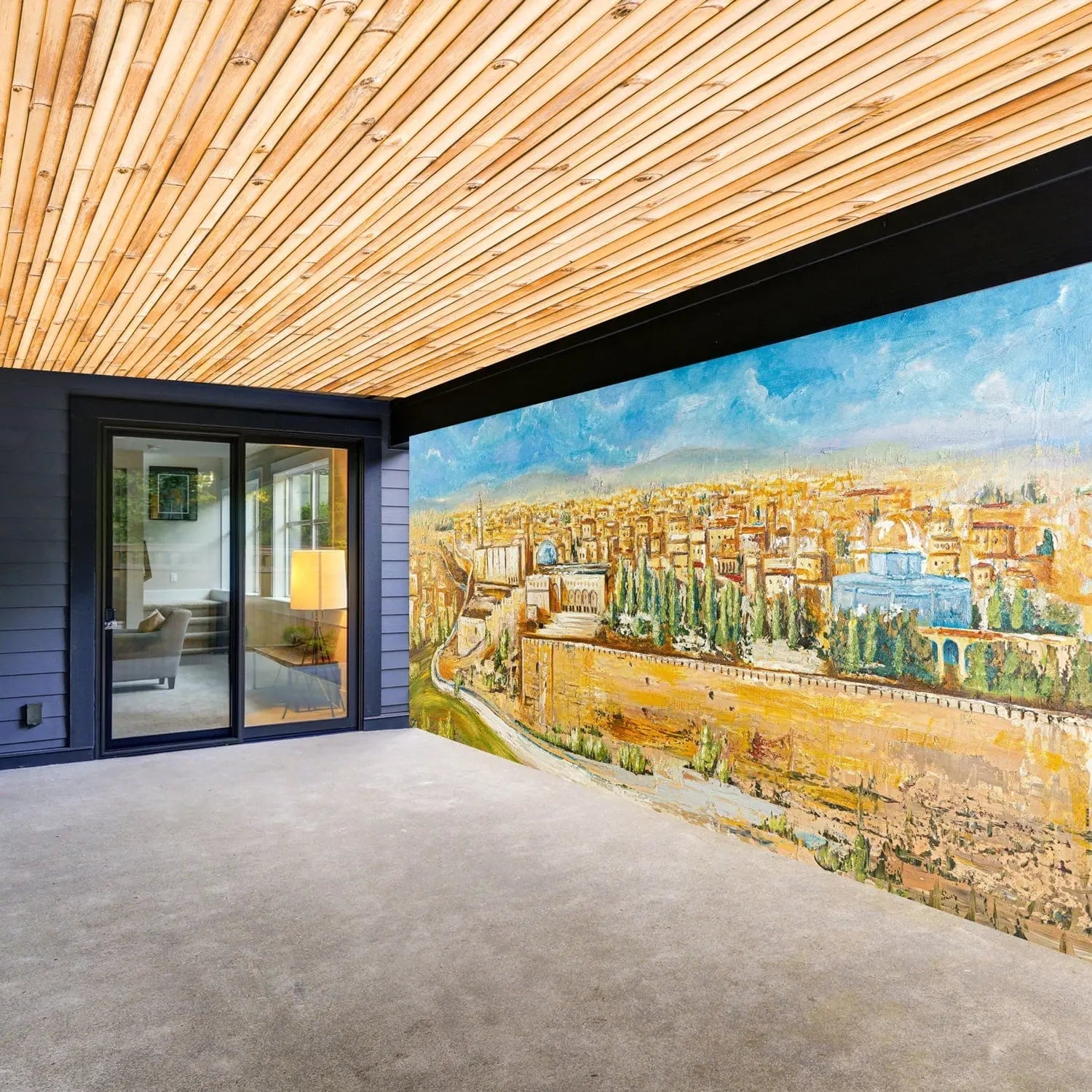 Jerusalem in Color Vinyl Sukkah Decoration — detail view | Judaica Square Lakewood