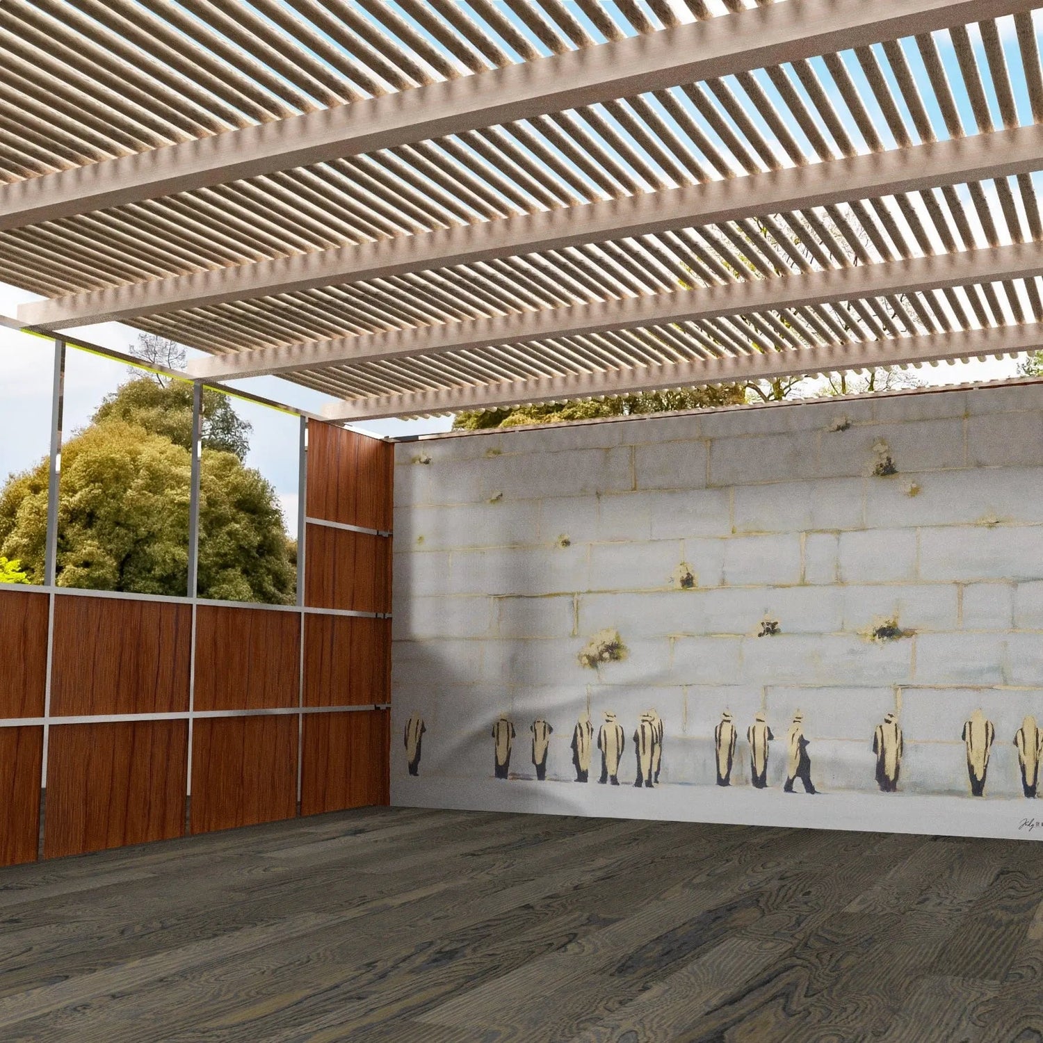 Kosel by Judy Vinyl Sukkah Decoration — detail view | Judaica Square Lakewood