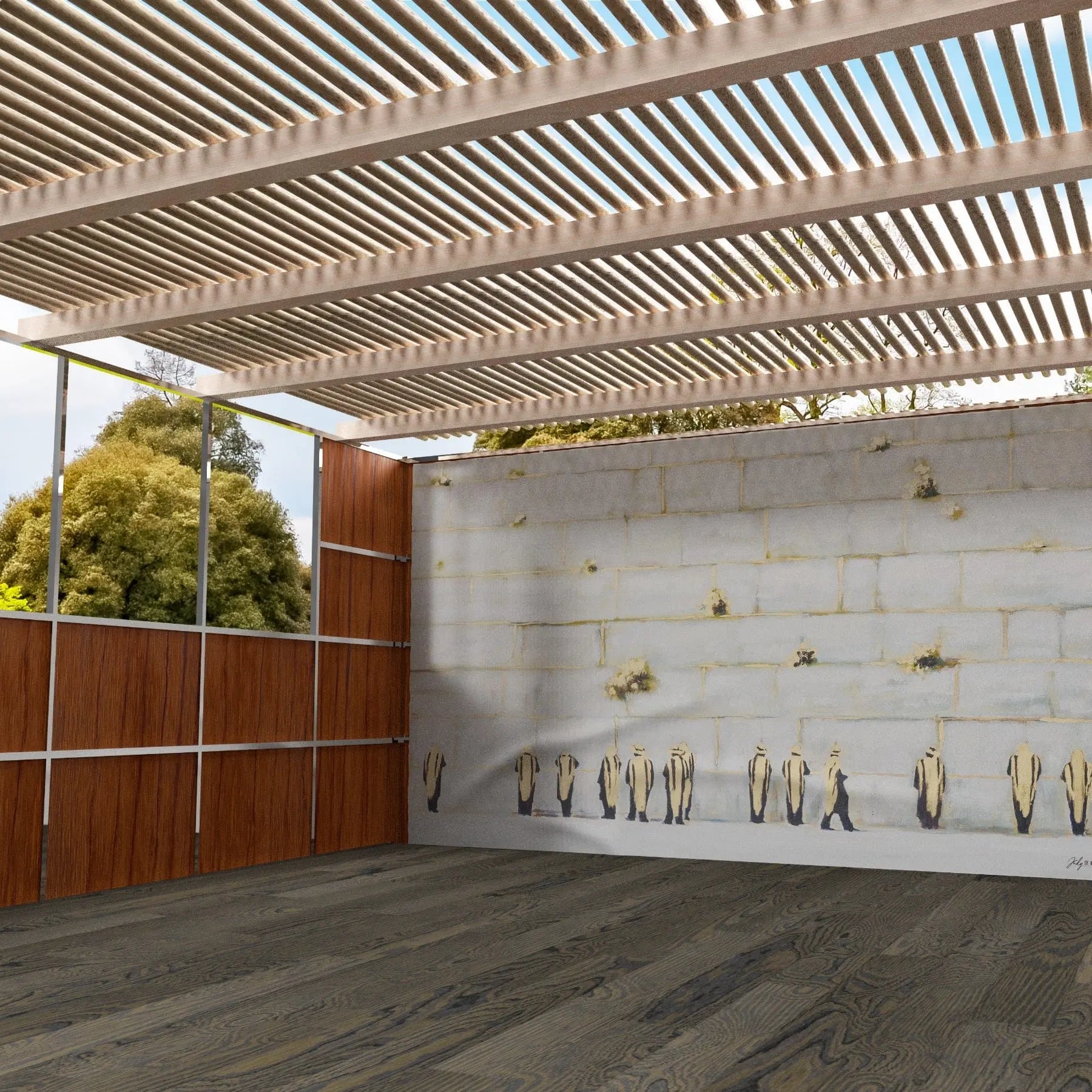 Kosel by Judy Vinyl Sukkah Decoration — detail view | Judaica Square Lakewood
