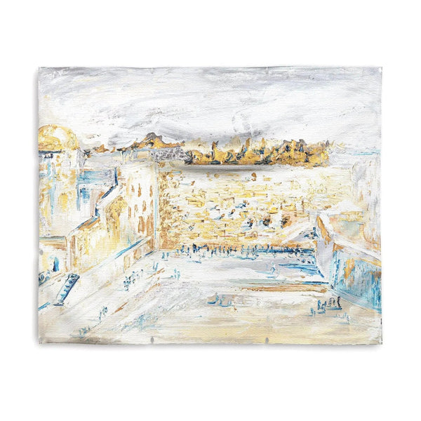 Kosel Plaza Gray & Gold Vinyl Sukkah Decoration — Waterproof Mural | Judaica Square Lakewood