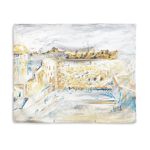 Kosel Plaza of Gray & Gold Vinyl Sukkah Decoration — hero shot | Judaica Square Lakewood