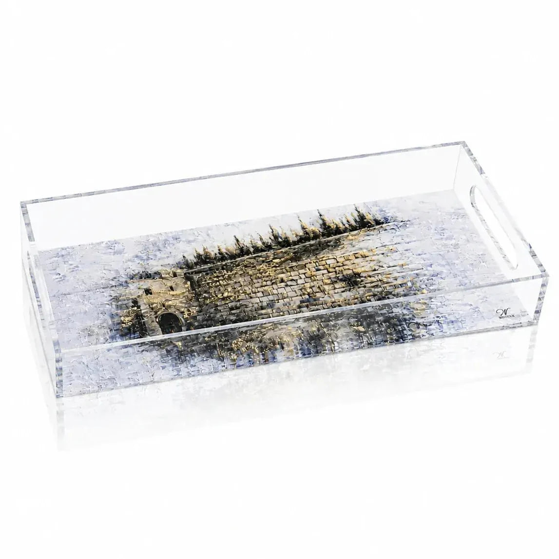 Kosel Teal Bread Tray — teal Kosel lucite serving tray | Judaica Square Lakewood