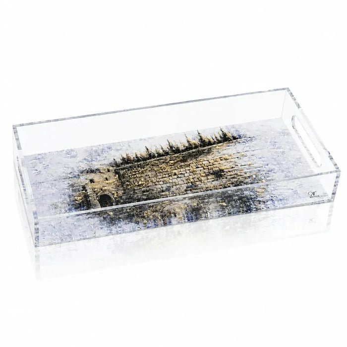Kosel Teal Bread Tray — Lucite Shabbos Bread Tray | Judaica Square Lakewood
