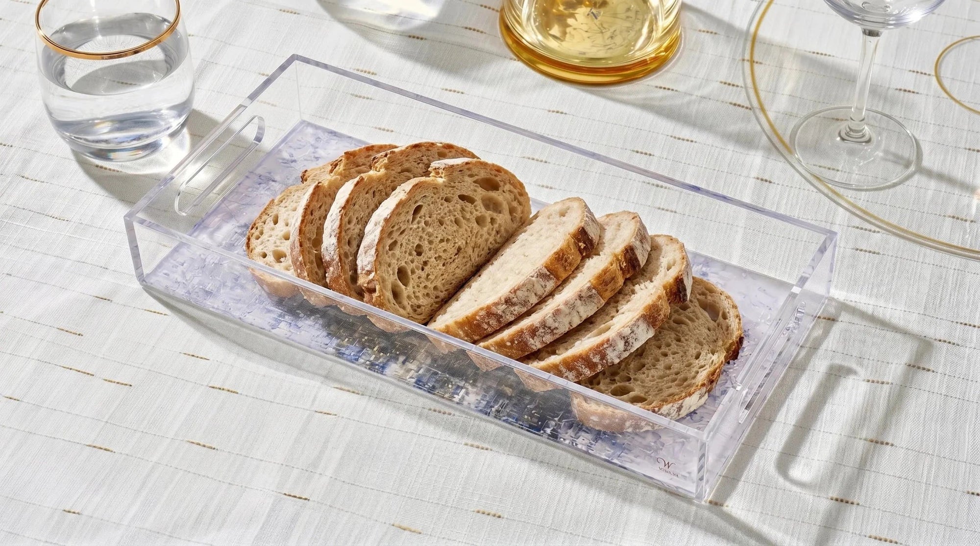 Kosel Teal Bread Tray — teal Kosel lucite serving tray | Judaica Square Lakewood