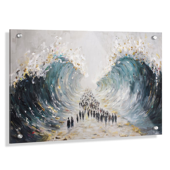Kriyas Yam Suf Painting by Batya — lucite Wall Art | Judaica Square Lakewood