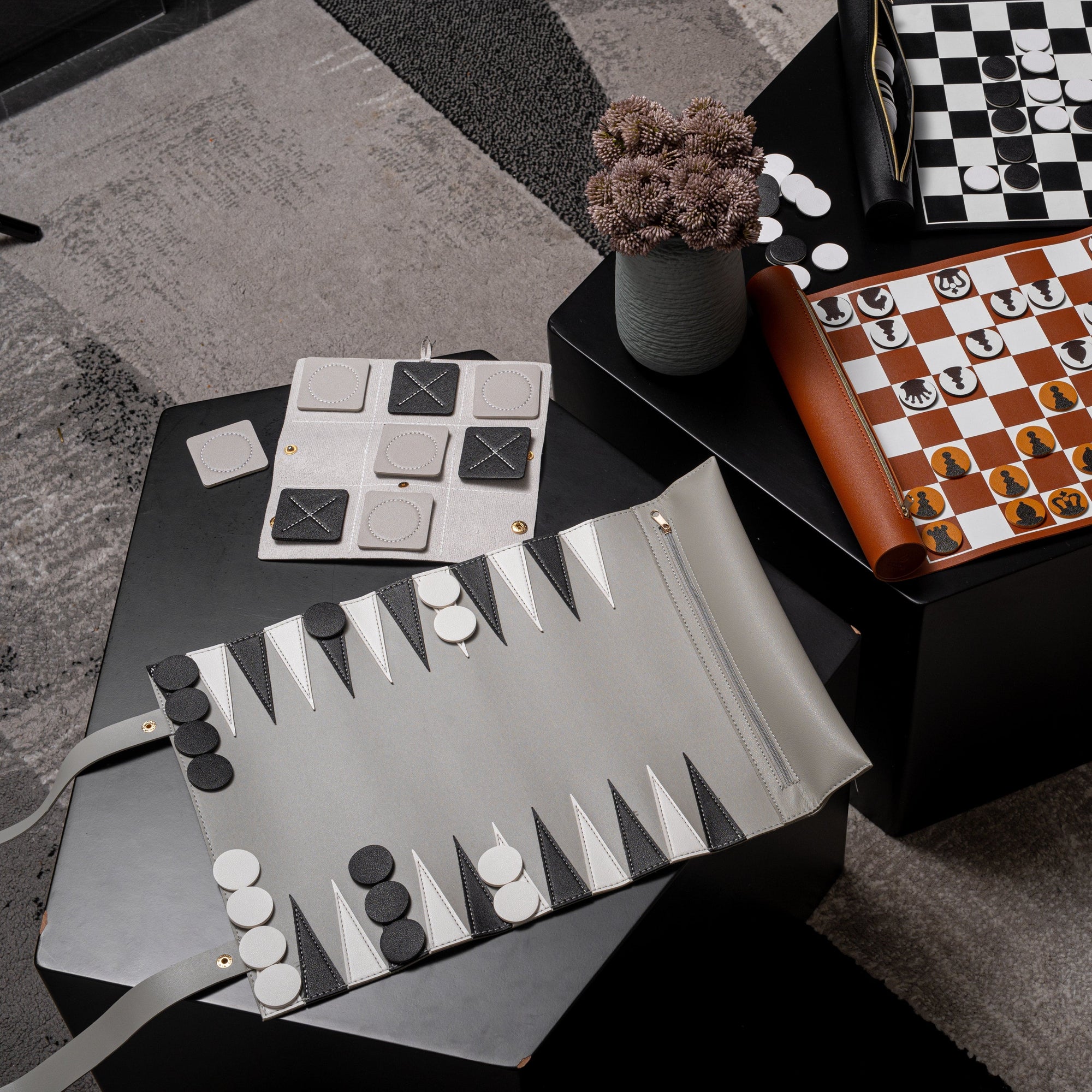 Leather Backgammon Game — detail view | Judaica Square Lakewood