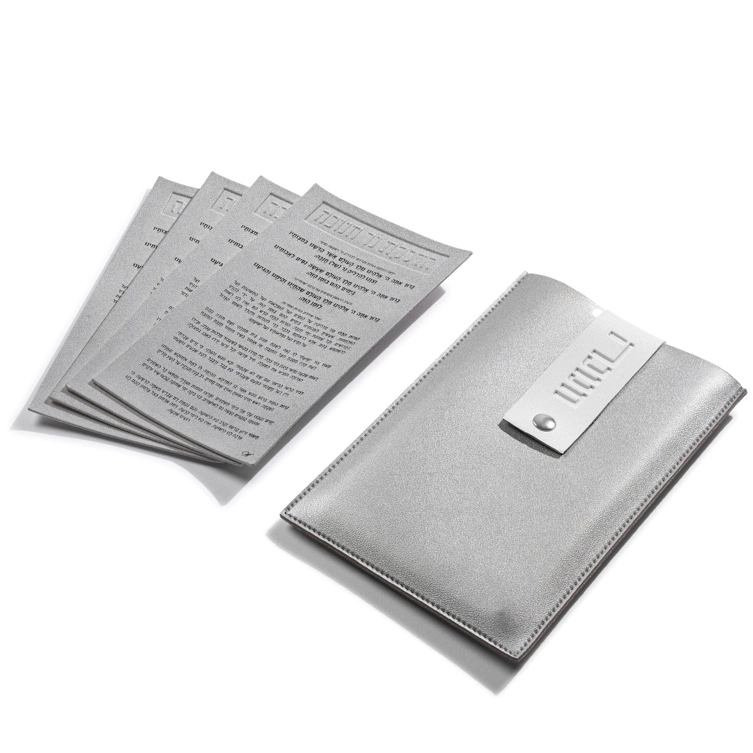 Leather Chanukah Brachos Card Set — lifestyle shot