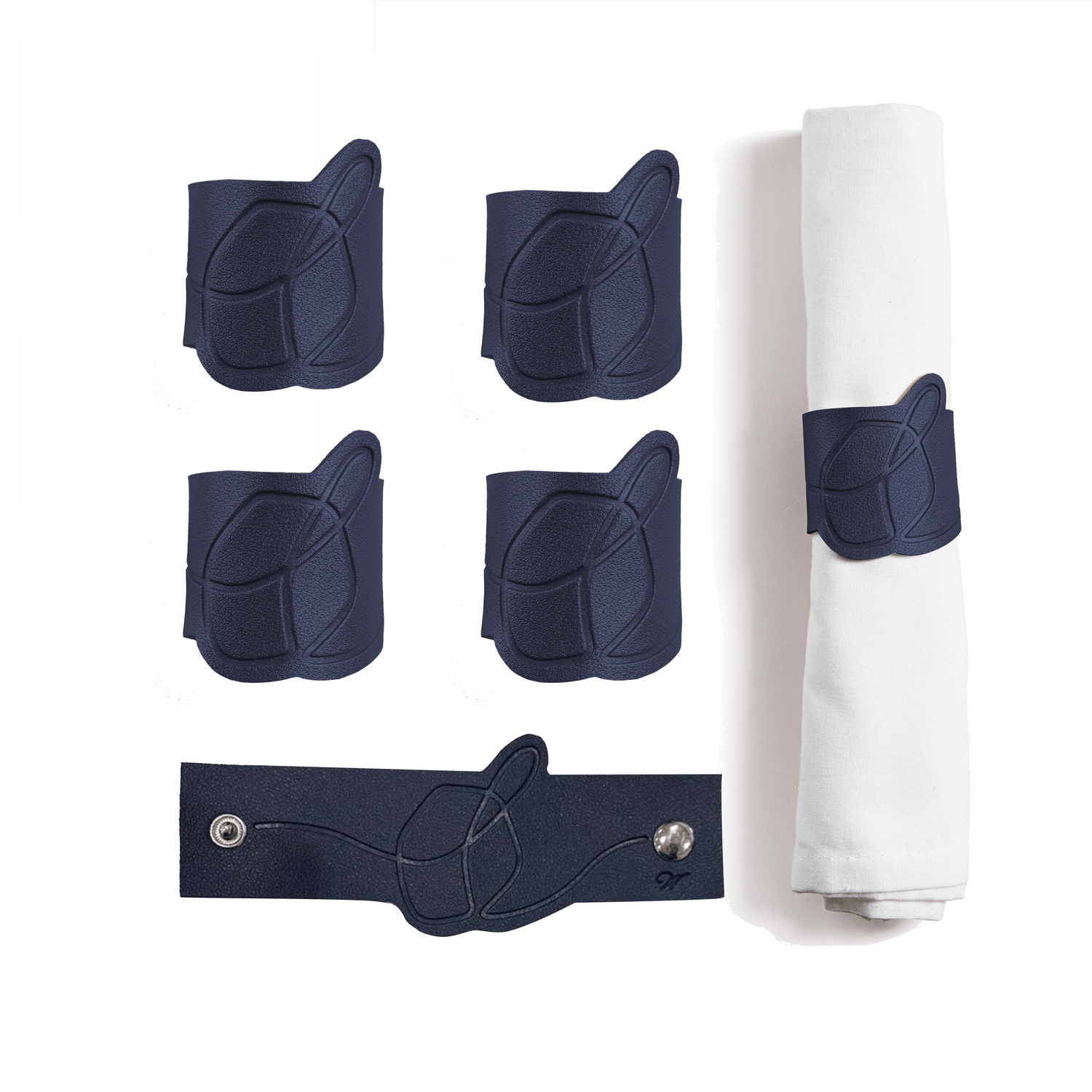 Leather Dreidel Napkin Wraps — styled in-room