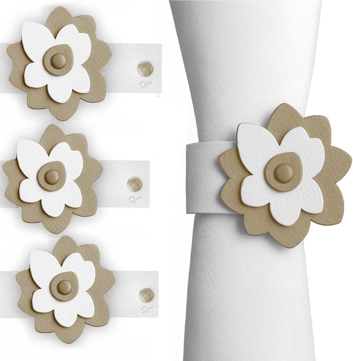 Leather Flower Napkin Wraps — Napkin Rings