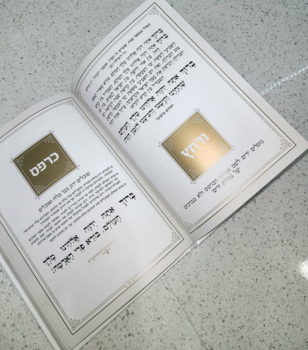 Leather Haggadah with Lucite Plate — styled in-room