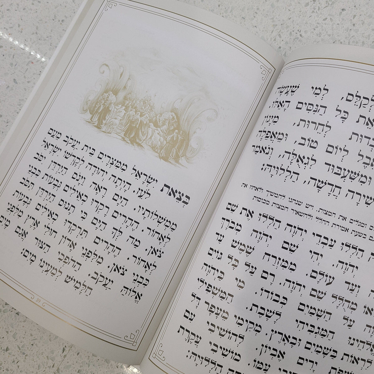 Leather Haggadah with Lucite Plate — side detail