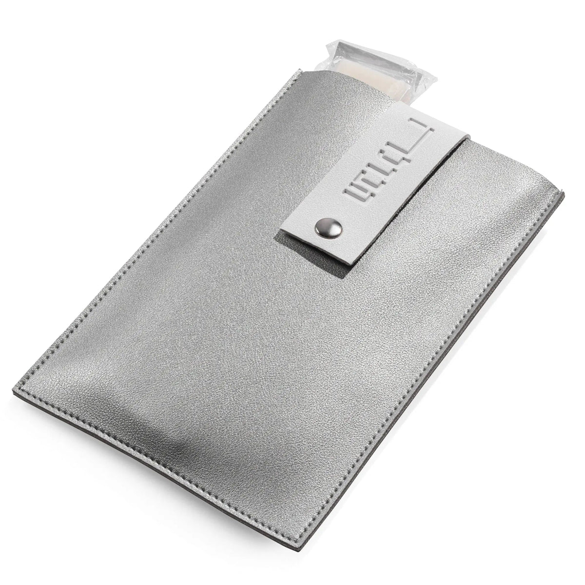 Leather Havdalah Pouch — white and gold faux leather pouch with besamim case havdalah set — White & Silver