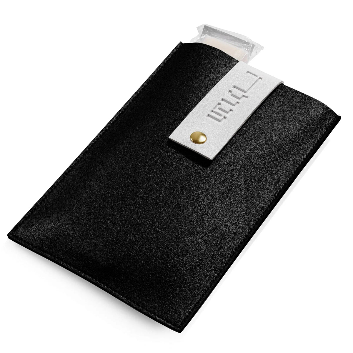Leather Havdalah Pouch — white and gold faux leather pouch with besamim case havdalah set — White & Black