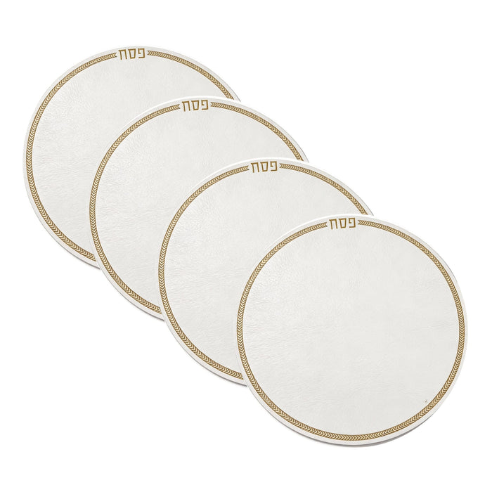 Leather Herringbone Pesach Round Chargers — Charger Plate | Judaica Square Lakewood