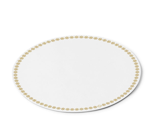 Leather Inspired Round Chargers — hero shot | Judaica Square Lakewood