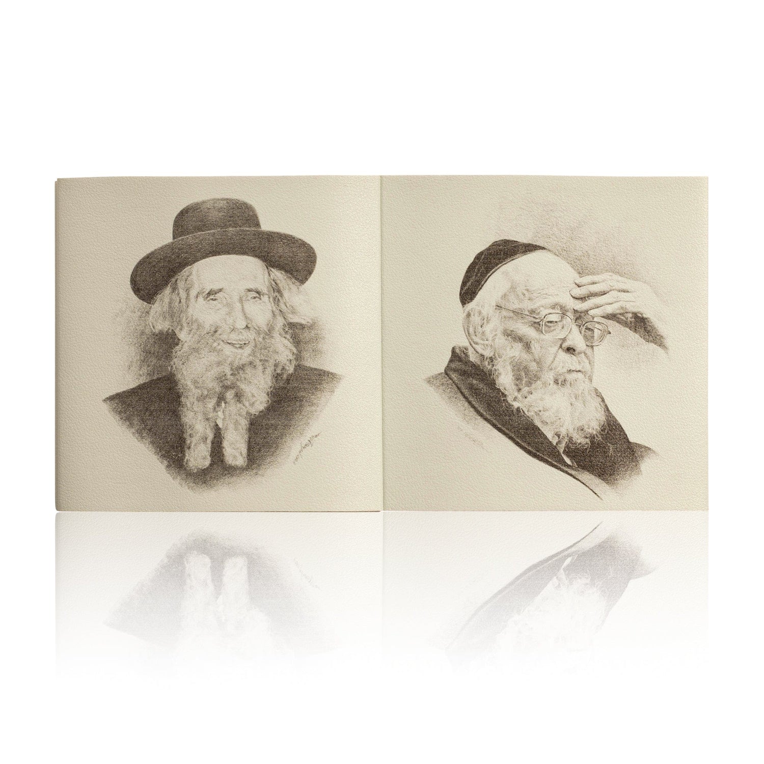 Leather Kids Gedolim Book — styled in-room | Judaica Square Lakewood