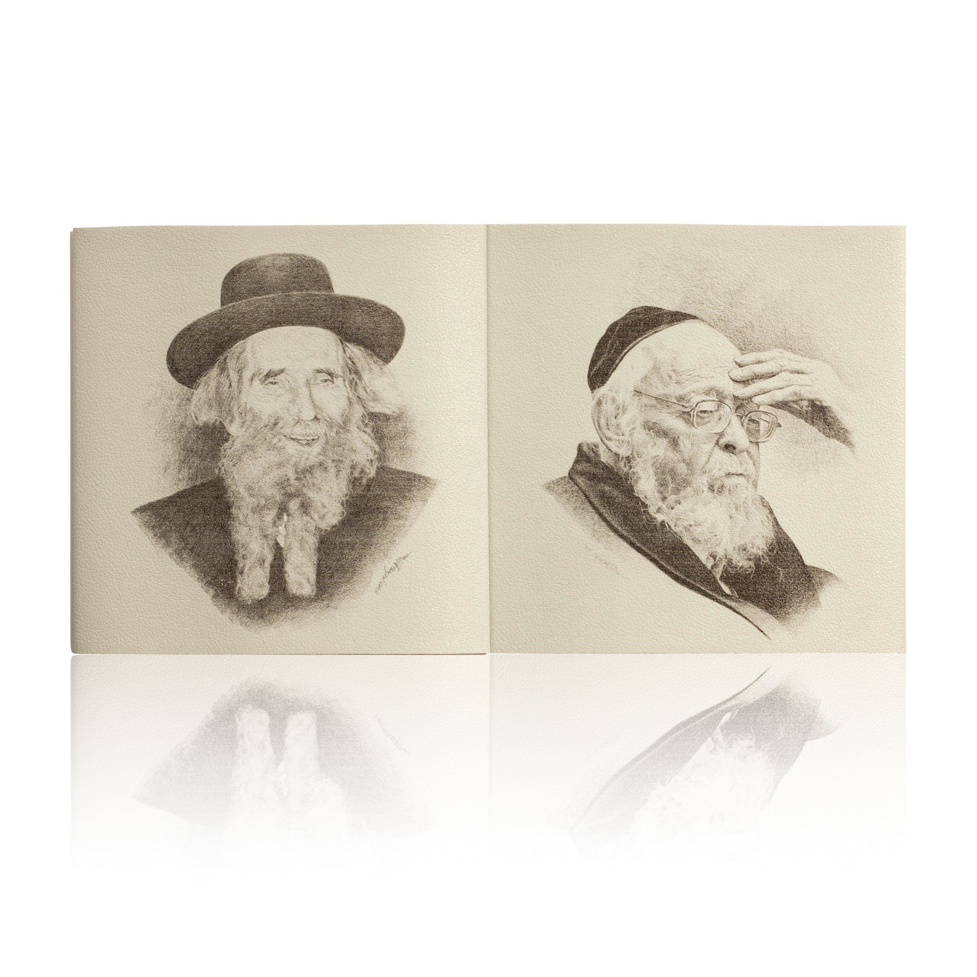 Leather Kids Gedolim Book — styled in-room | Judaica Square Lakewood