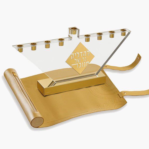 Leather Menorah Mat Bundle — product shot | Judaica Square Lakewood
