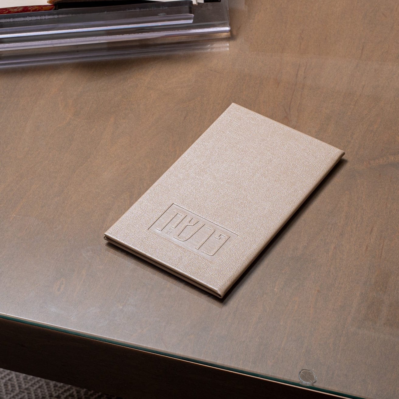 Leather Parshas HaMan Book — detail view | Judaica Square Lakewood