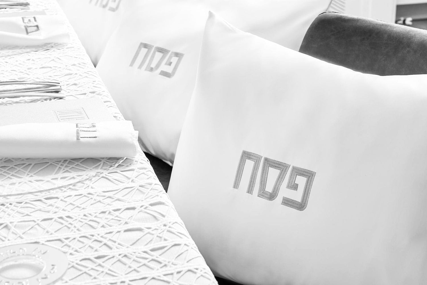 Leather Pillow Case — side detail | Judaica Square Lakewood