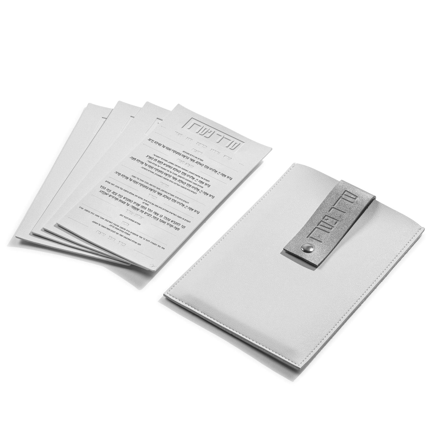 Leather Seder Pouch & Card Set — styled in-room | Judaica Square Lakewood