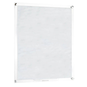 Blank marble-style Lucite wall art plaque template with chrome mounting hardware, ready for custom text