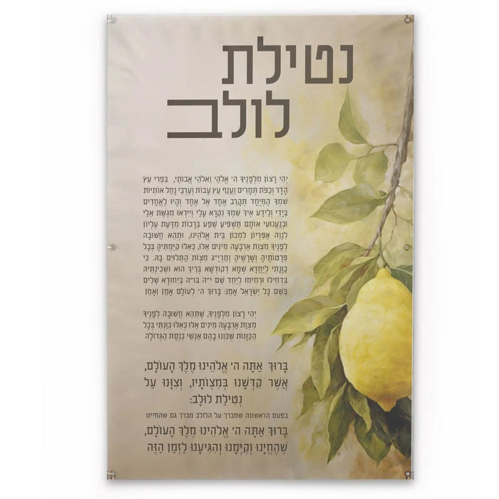 Netilas Lulav Painted by Batya Vinyl Sukkah Decoration — Sukkah Decor | Judaica Square Lakewood