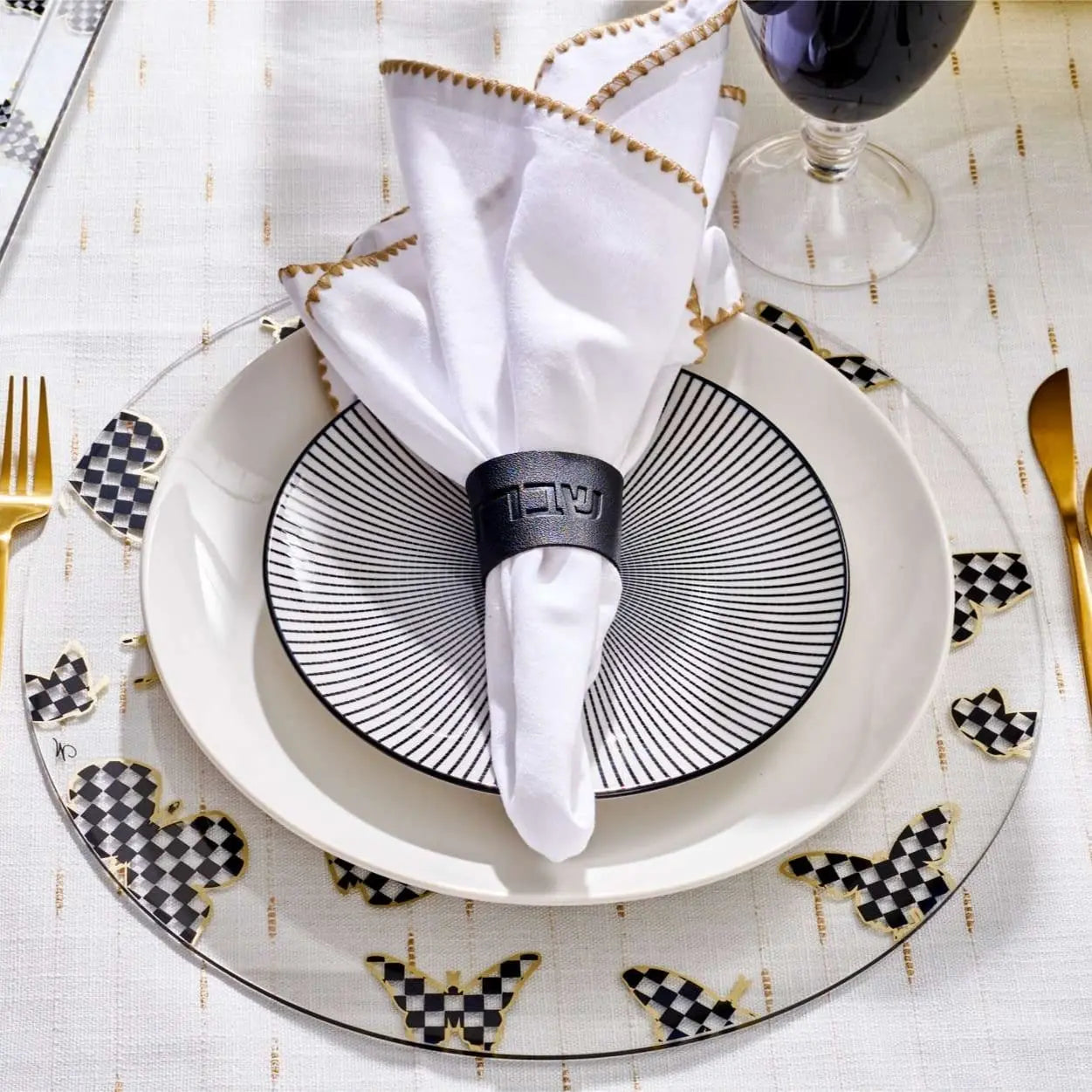 Shabbos Leather Napkin Wraps | Judaica Square Lakewood