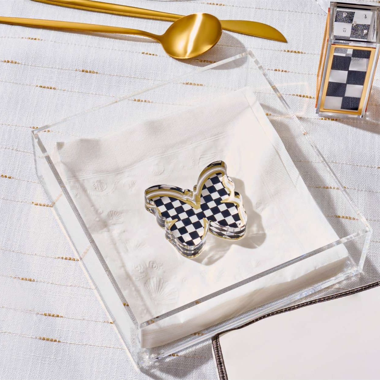 Onyx Butterfly Napkin Holder — detail view | Judaica Square Lakewood