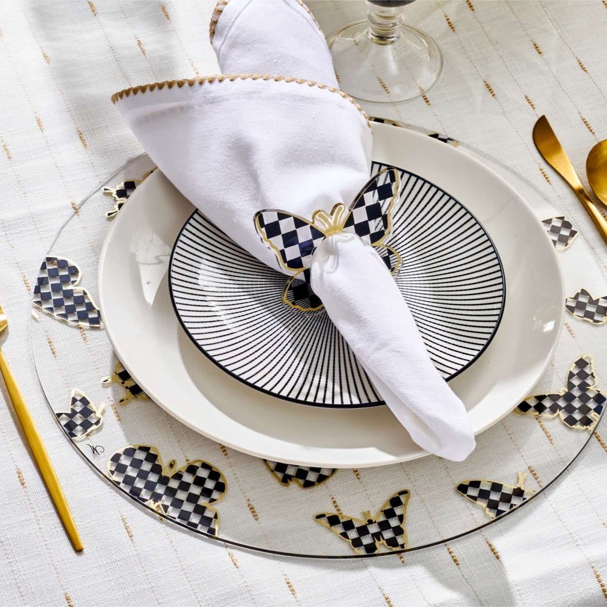 Onyx Butterfly Napkin Rings — detail view | Judaica Square Lakewood