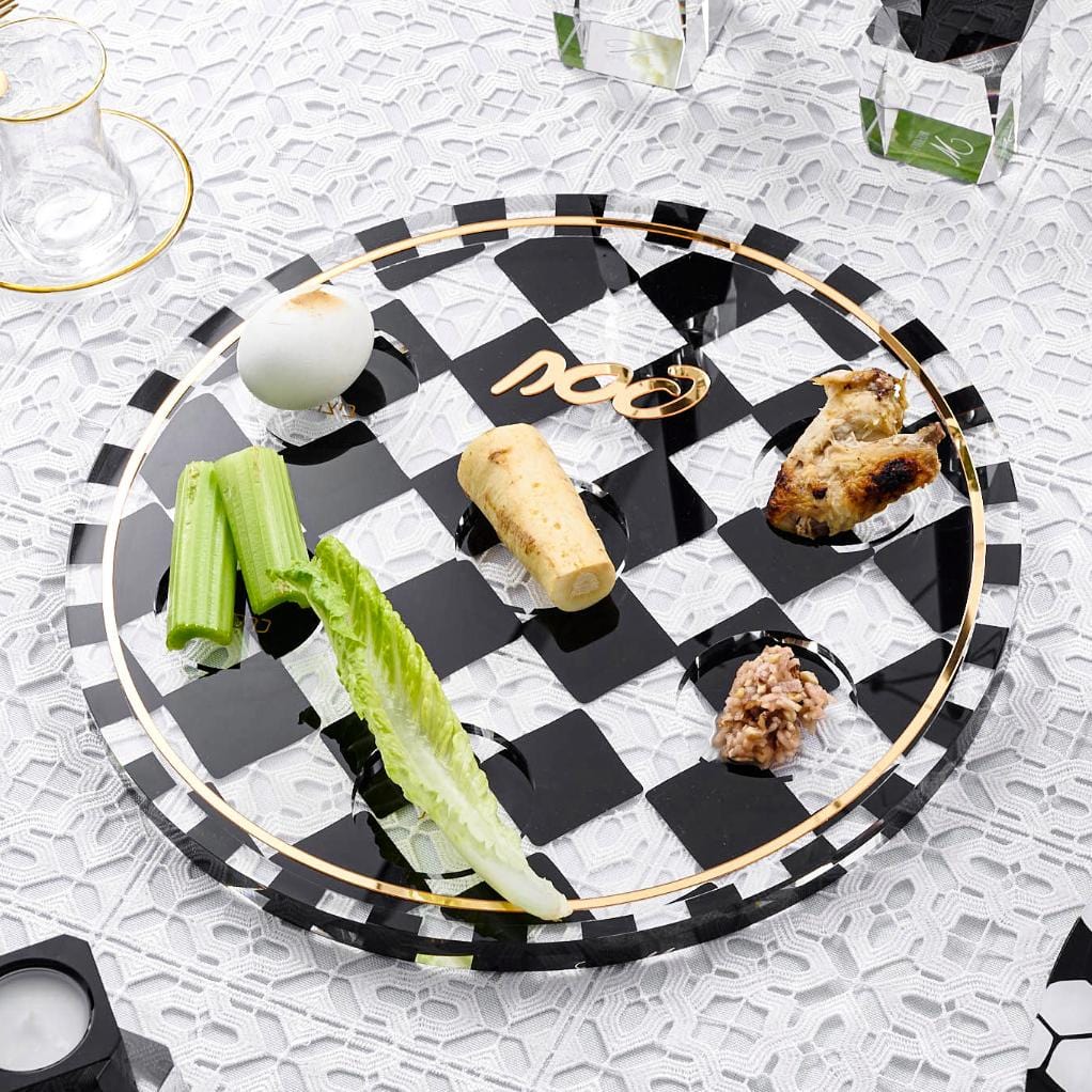 Onyx Seder Plate — styled in-room | Judaica Square Lakewood